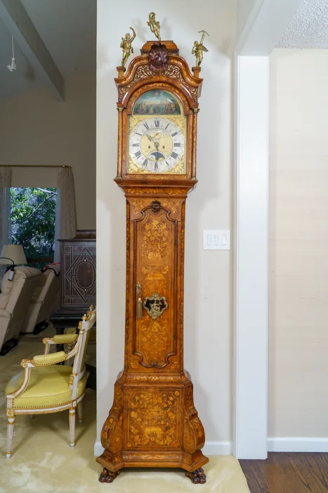Dutch Longcase Clock, c. 1738, w/French Marquetry, Otto van Meurs