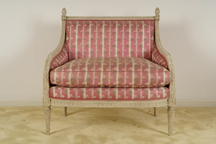 French 18th c. Louis XVI Style Marquise Chairs, pair
