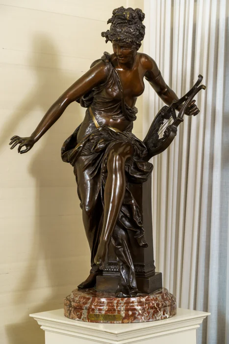 French 19th c. Patinated Bronze, “Melodie” — by Albert-Ernest Carrier-Belleuse
