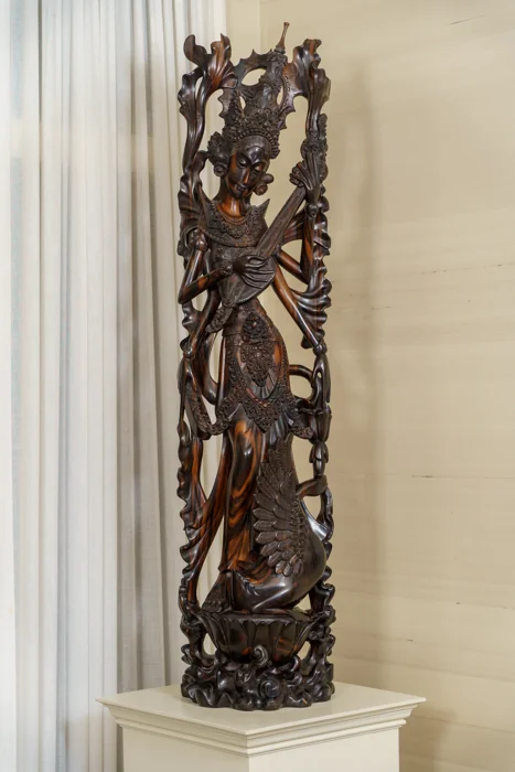Balinese 20th c. Ebony Figure of “Saraswati—the Hindu Goddess”