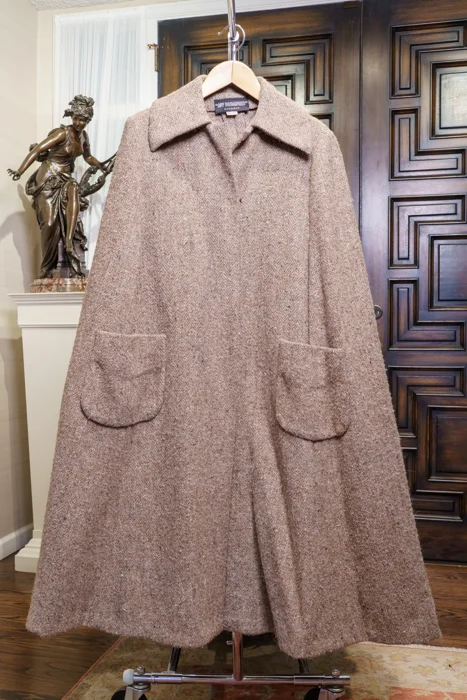 Vintage Full-Length Wool Tweed Cape