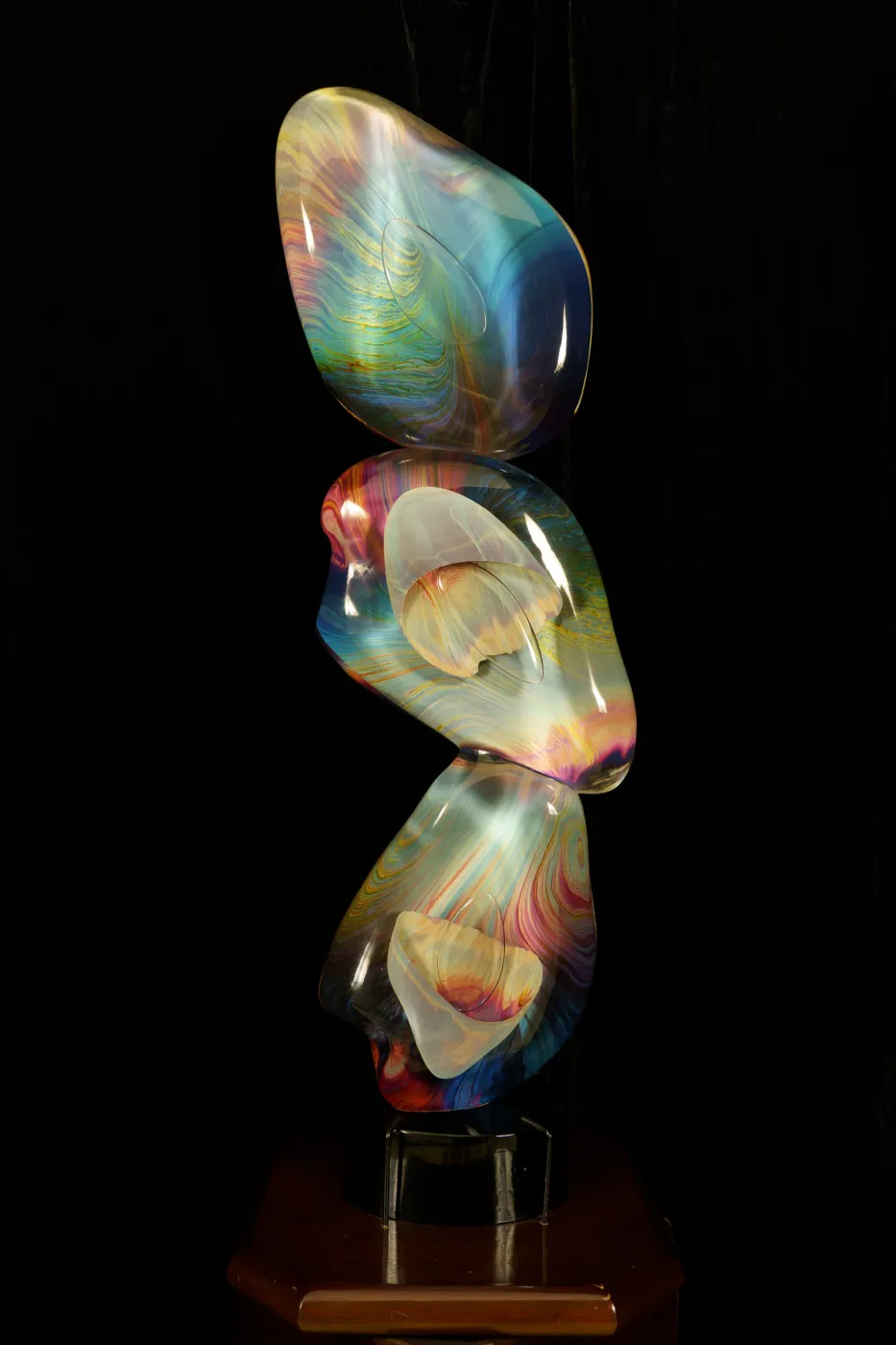 Italian Glass Sculpture, “Tre Sassi”, by Dino Rosin of Murano., photograph 1
