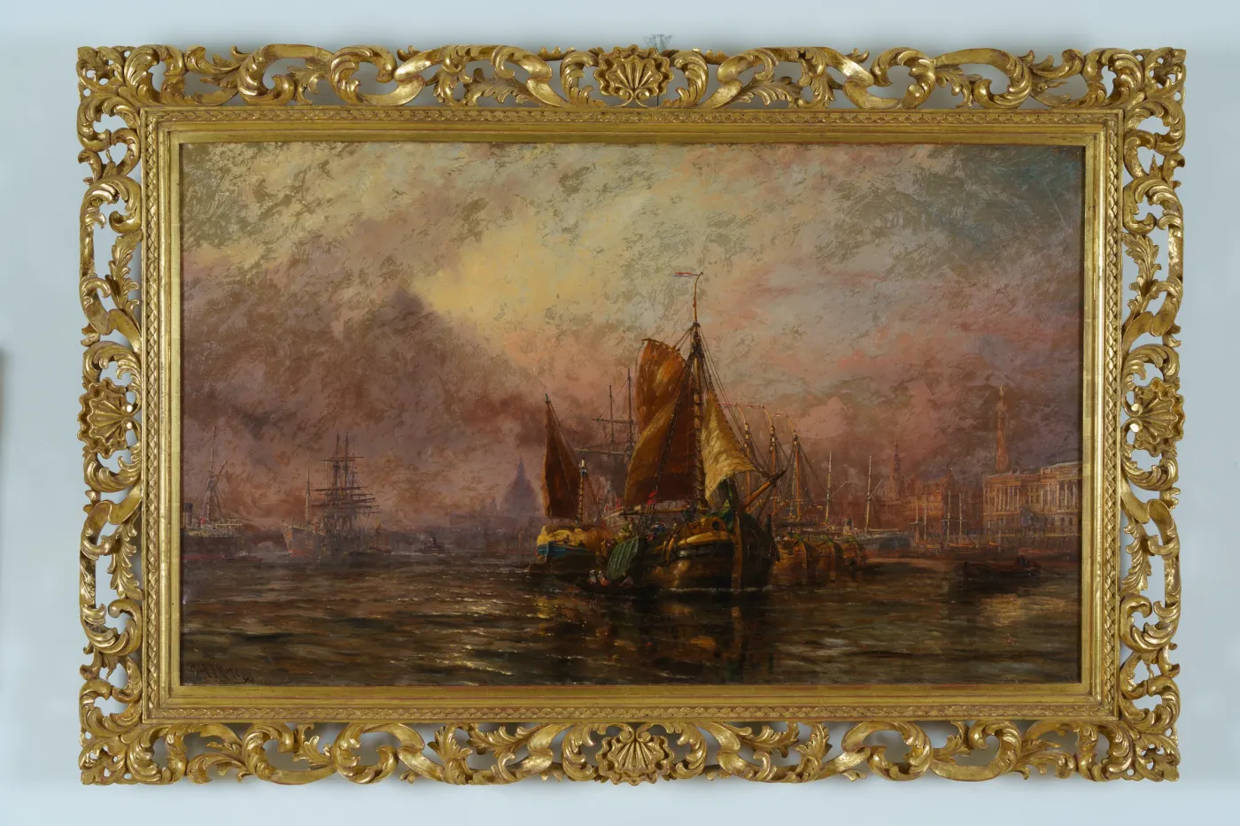 English Painting, c. 1896, “Dutch Pinks on the Thames” by Claude T. Stanfield Moore., photograph 1