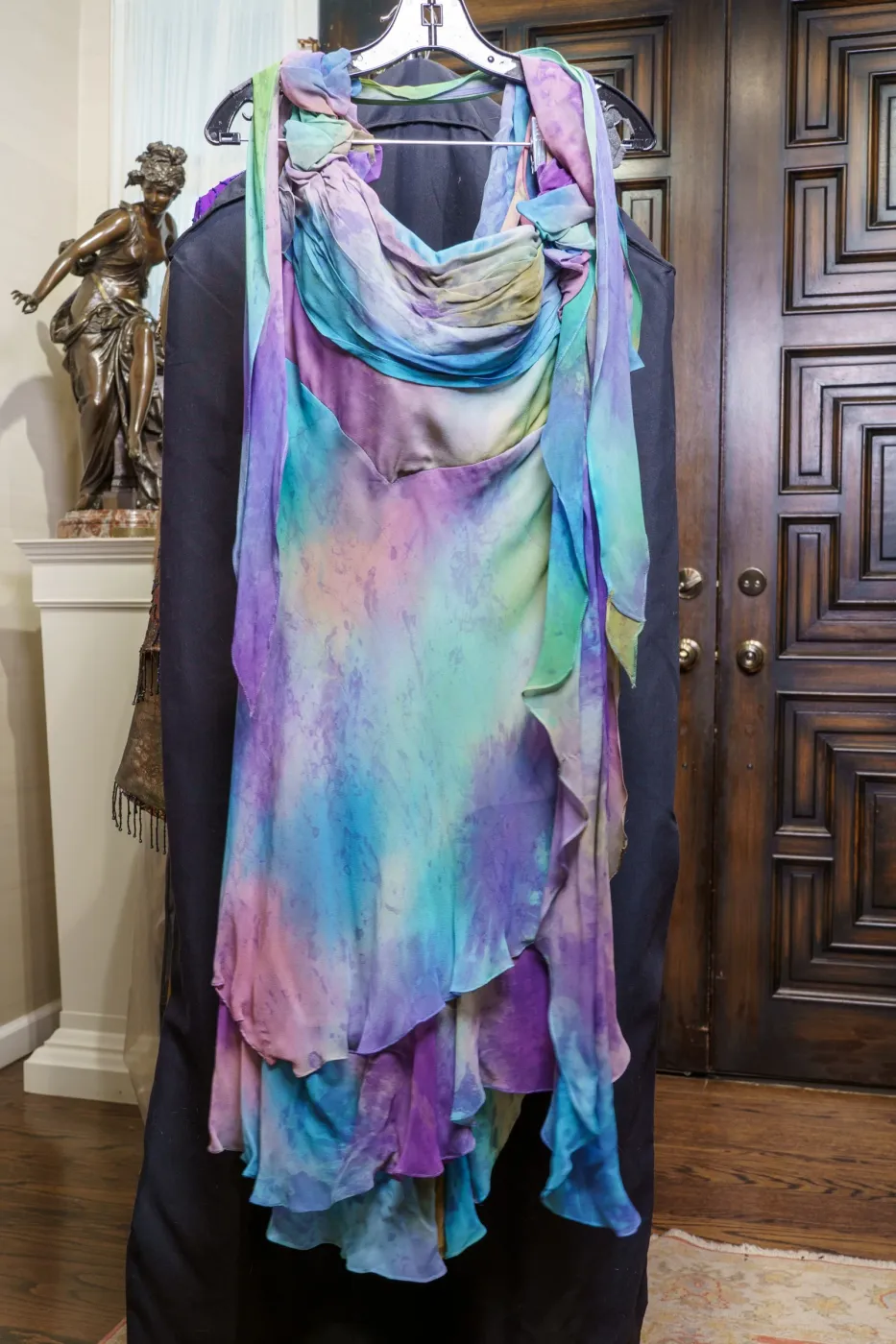 Pastel Multi-colored Silk Chiffon Dress and Evening Wear Ensemble, photograph 1