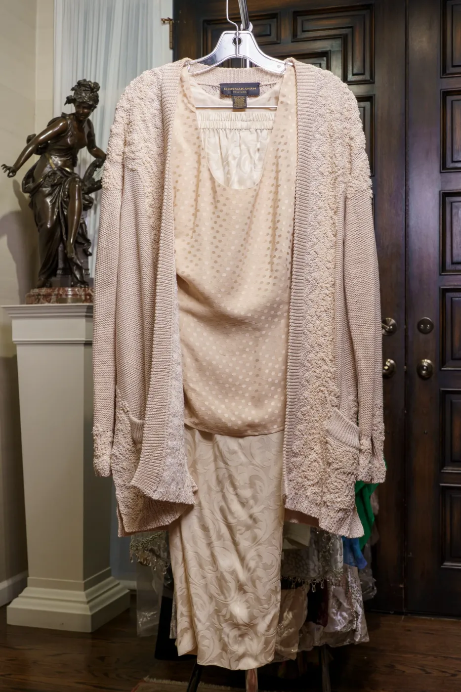 Elegant Donna Karan Cream Silk & Beaded Evening Ensemble, with Extra Separates, photograph 1