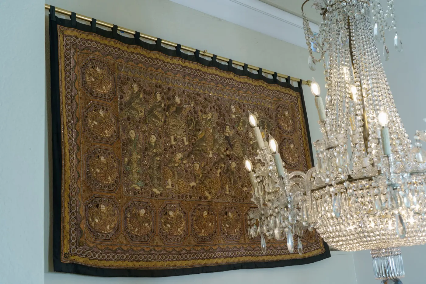 South East Asian 19th c. Wall Hanging, Beaded Tapestry, photograph 1